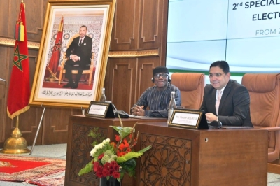 Nasser Bourita et Bankolé Adeoye co-présidant le 2ème cycle de formation des observateurs africains des élections