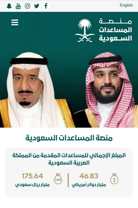 "منصة المساعدات السعودية" المرجع الإلكتروني الدقيق لمساهمات المملكة الخارجية