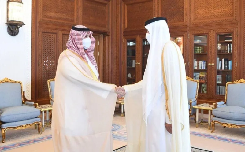 أمير دولة قطر يستقبل الأمير تركي بن محمد بن فهد