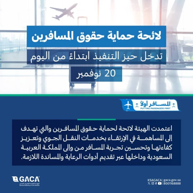 "الطيران المدني" تطلق حملة توعوية لتعريف المسافرين بحقوقهم وكيفية المطالبة بها