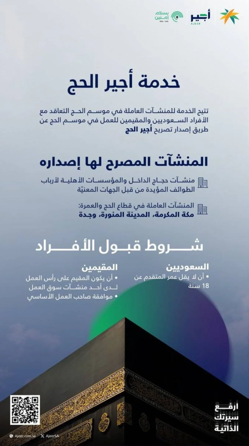 «أجير الحجِّ» توظيف موسمي للسعوديين والمقيمين
