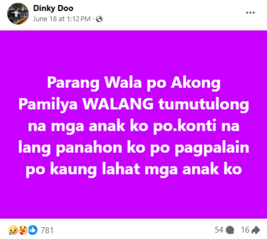 Huling post ni Dinky Doo bago pumanaw, dumurog sa puso ng netizens