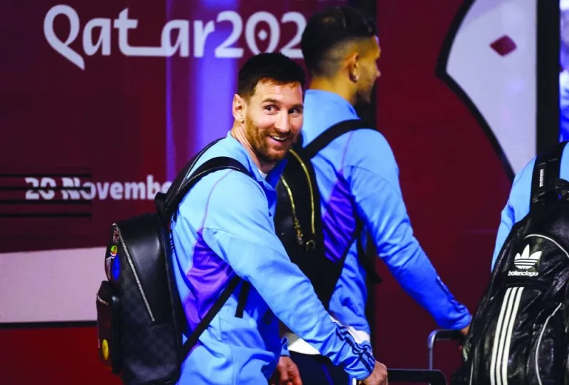 Argentina&#039;s Lionel Messi arrives in Doha for the FIFA World Cup Qatar 2022 with other teammates on Thursday. (Reuters)