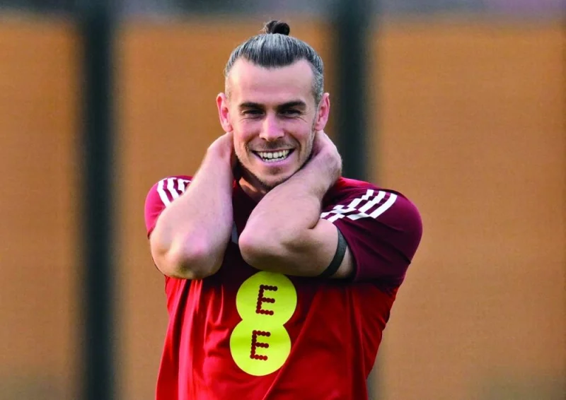 Wales' forward Gareth Bale gestures during a training session at the Al Sadd Stadium in Doha yesterday. (AFP)