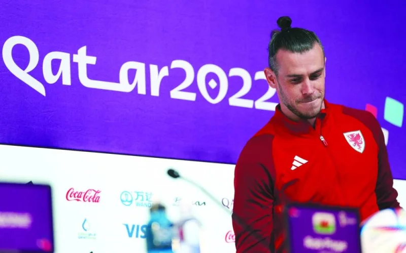Wales’ forward Gareth Bale attends a press conference at the Qatar National Convention Center in Doha yesterday. (AFP)