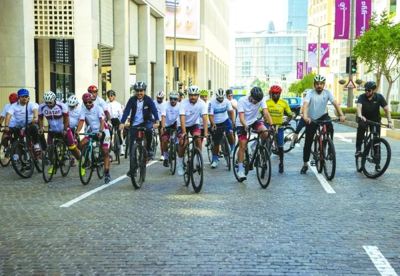 Fahad al-Sulaiti with the Doha Cyclists at the MDD tour Tuesday (supplied picture).
