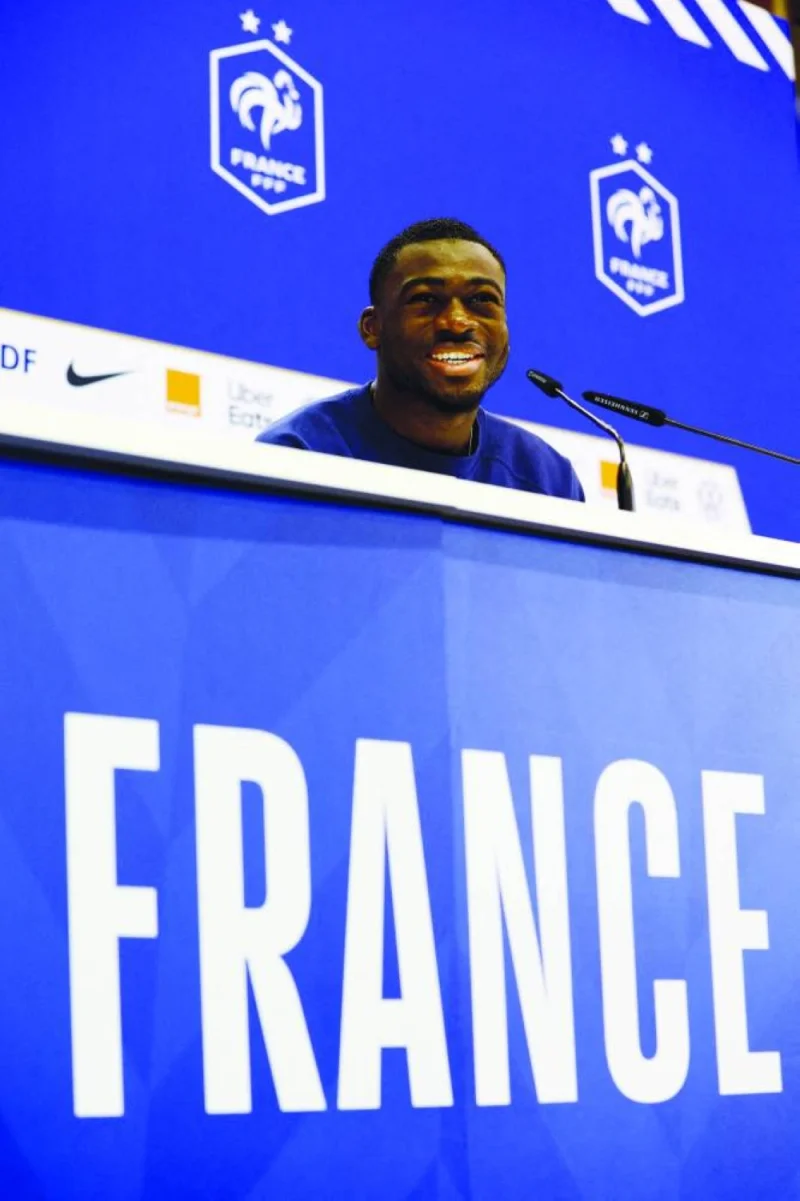 France's Youssouf Fofana during the press conference at Al Sadd Al Sadd Stadium in Doha yesterday. (AFP)