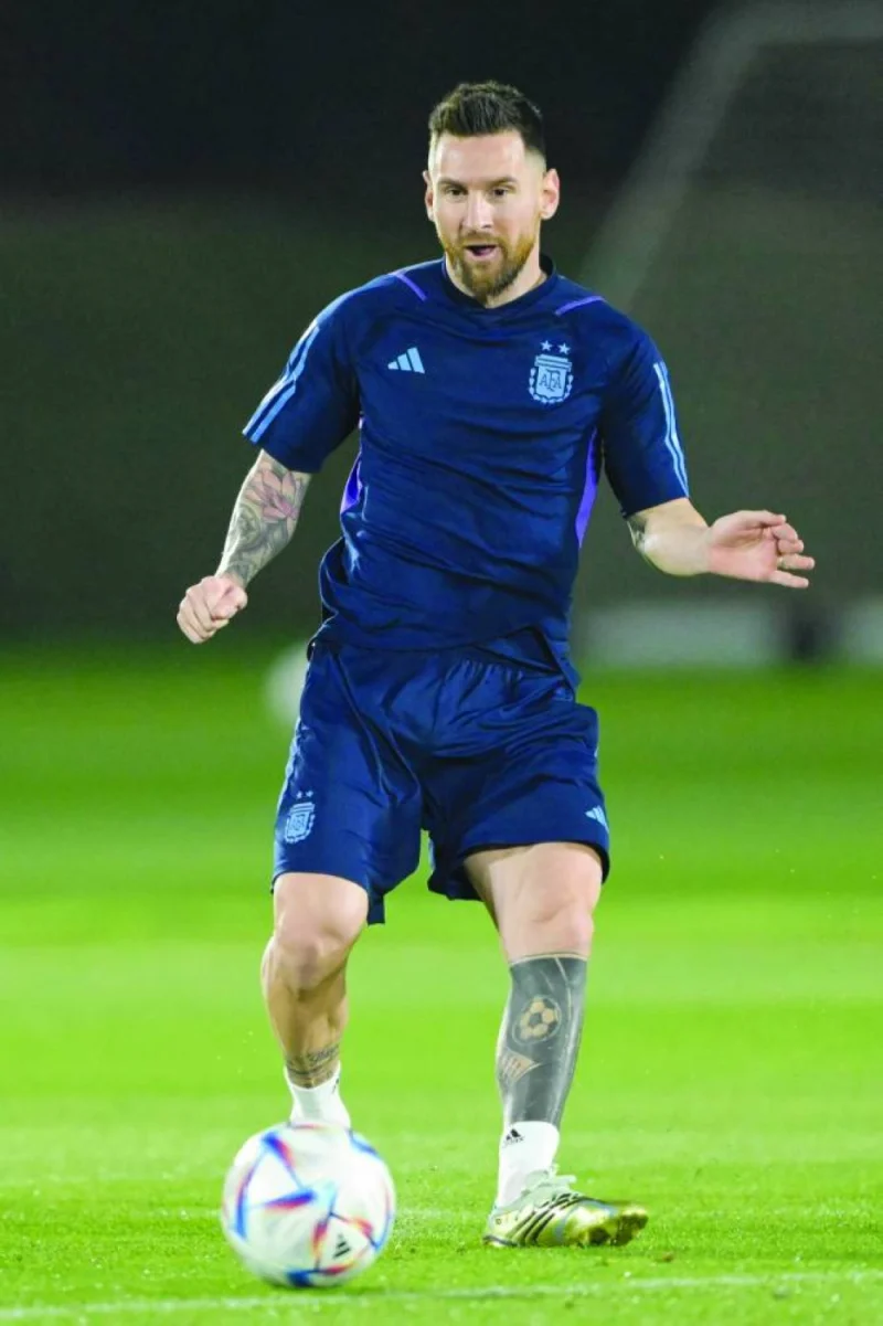 Argentina's Lionel Messi at a training session.