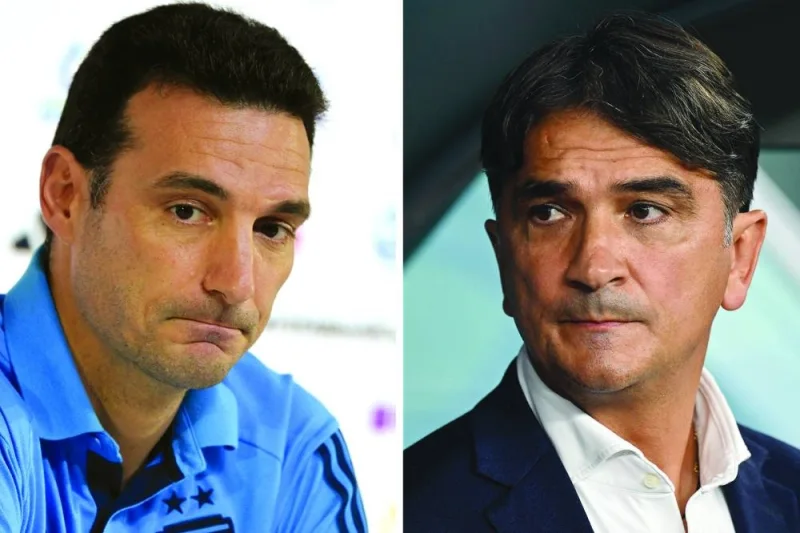 Argentina’s coach Lionel Scaloni (left) and Croatia’s coach Zlatko Dalic. (AFP)