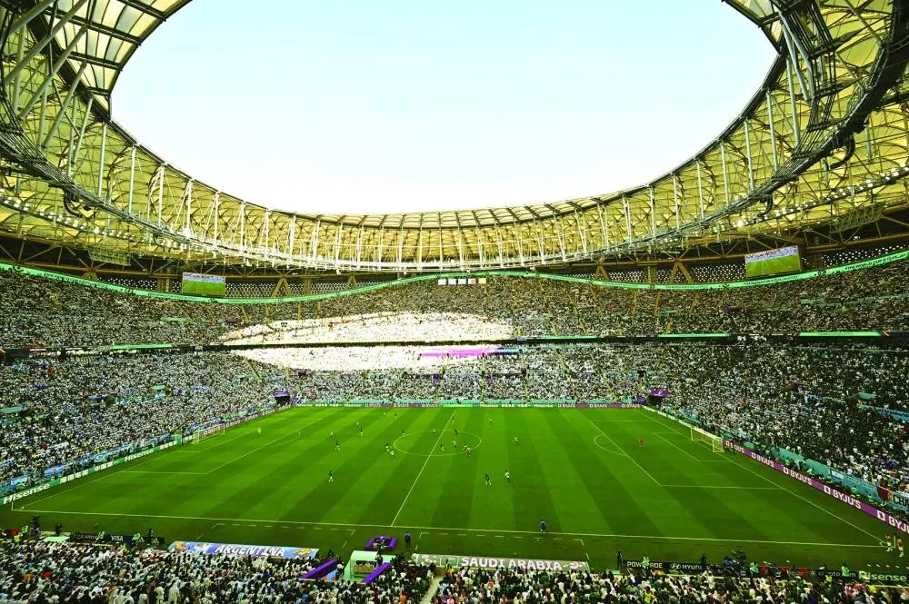 A general view shows the FIFA World Cup Qatar 2022 Group C football match between Argentina and Saudi Arabia at the Lusail Stadium last month. (AFP)