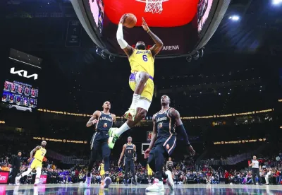 LeBron James of the Los Angeles Lakers shoots against Atlanta Hawks during their NBA game at State Farm Arena in Atlanta, Georgia. (Getty Images/AFP)