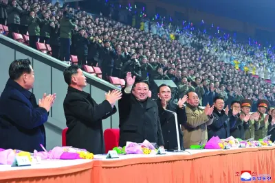 North Korean leader Kim Jong Un attends an event during the New Year celebrations at People's Palace of Culture in Pyongyang, in this photo released yesterday by Korean Central News Agency (KCNA).
