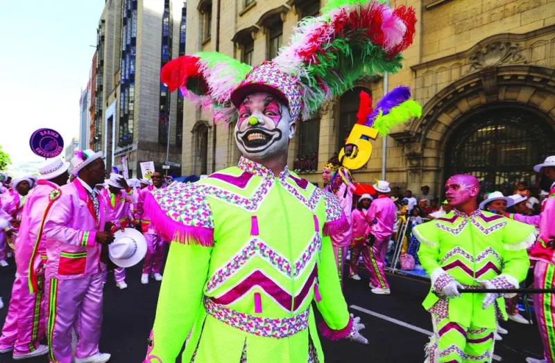 Members of the Baruch troupe perform during the Cape Town Minstrel Carnival known in Afrikaans as the 'Tweede Nuwejaar' (Second New Year) in South Africa, yesterday.