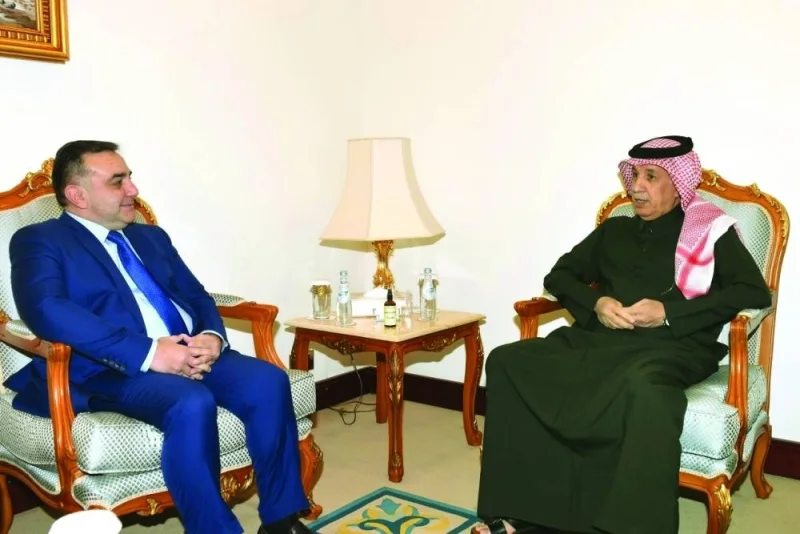 HE the Minister of State for Foreign Affairs Sultan bin Saad al-Muraikhi meets  with Azerbaijani ambassador to Qatar Rashad Ismayilov.