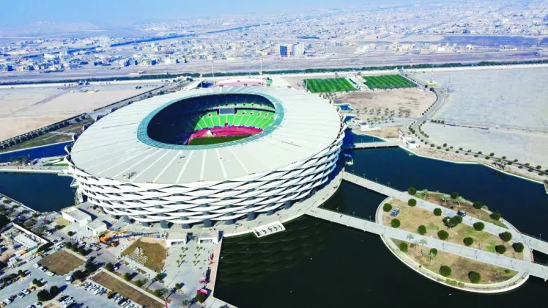 A view of the Basra International Stadium braces to host the Arabian Gulf Cup25, in Basra, Iraq January 3, 2023. The picture was taken with a drone. REUTERS/Essam al-Sudani