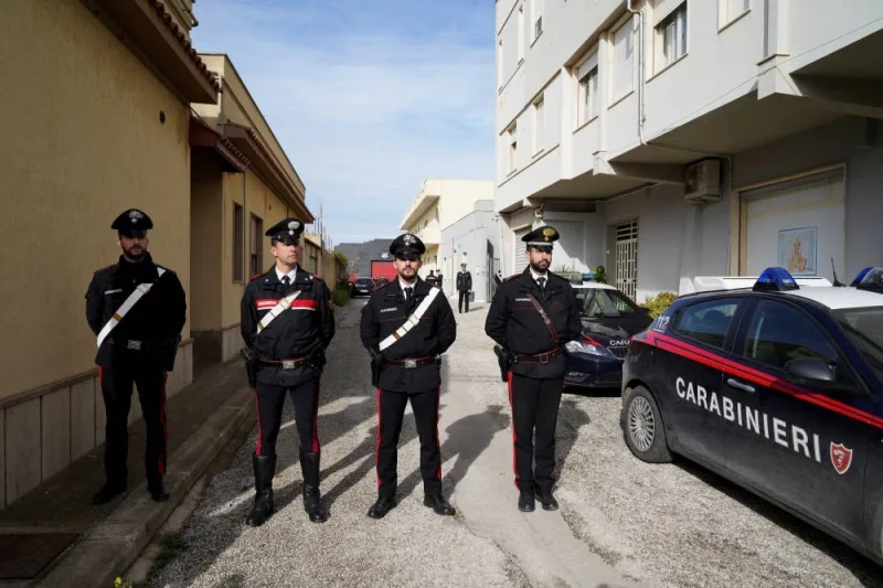 Carabinieri police stand guard near the hideout of Matteo Messina Denaro, Italy&#039;s most wanted mafia boss, after he was arrested, in the Sicilian town of Campobello di Mazara, Italy, January 17, 2023. (REUTERS)
