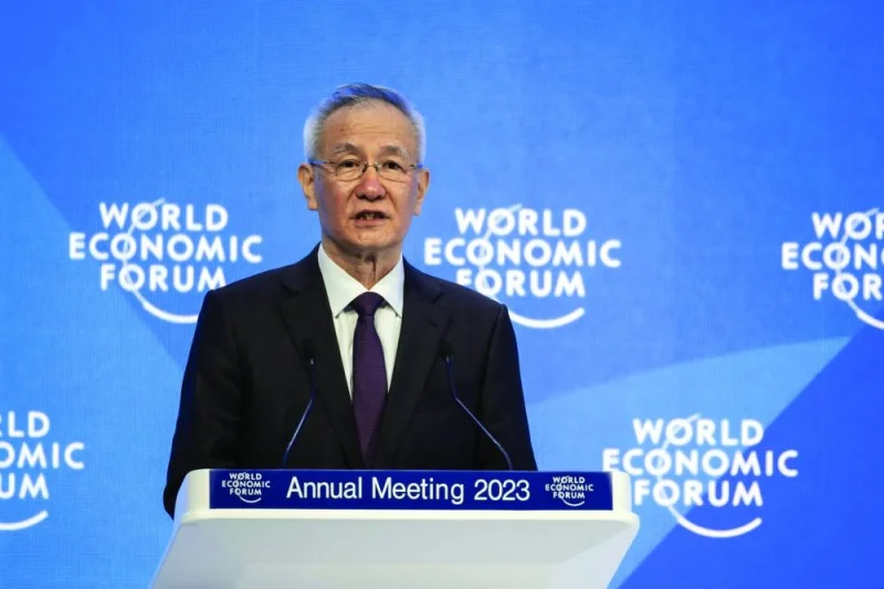 China's Vice-Premier Liu He speaks during a session of the World Economic Forum annual meeting in Davos yesterday.