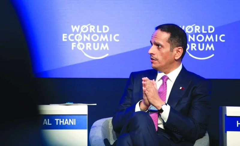 HE Sheikh Mohamed bin Abdulrahman al-Thani participating in a panel discussion held on the sidelines of the WEF in Davos