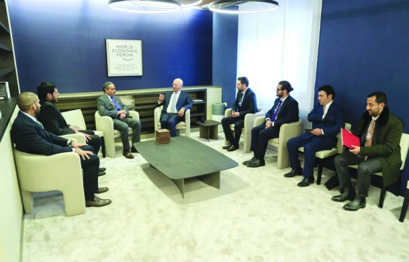HE the Minister of Finance Ali bin Ahmed al-Kuwari headed Qatar’s delegation during separate meetings with Professor Klaus Schwab, Executive Chairman, World Economic Forum and Magdalena Rzeczkowska, Poland’s Minister of Finance.