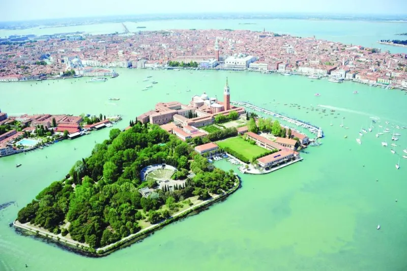 This aerial file photo taken on May 18, 2012 shows San Giorgio island (Front), Venice and its basin. (AFP)