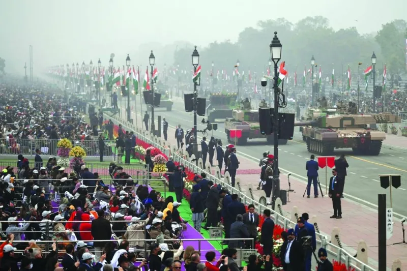 Spectators watch India’s 74th Republic Day parade in New Delhi on Thursday.
