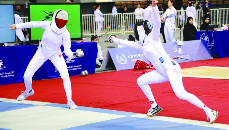 Gymnasts in action on day one of the Qatar Grand Prix Fencing Championship in Doha.  