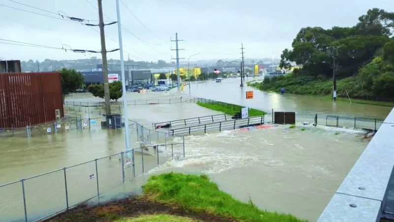 An flooded area in Auckland.