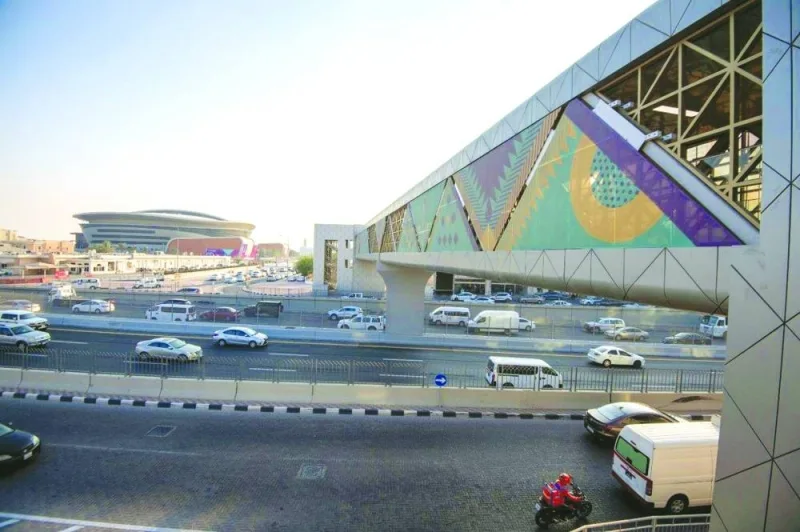 The pedestrian bridge across Doha Expressway