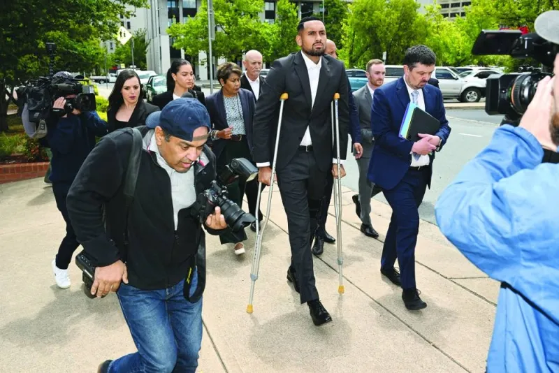 Tennis player Nick Kyrgios arrives at the ACT Magistrates Court in Canberra, Australia, on Friday. (AFP)