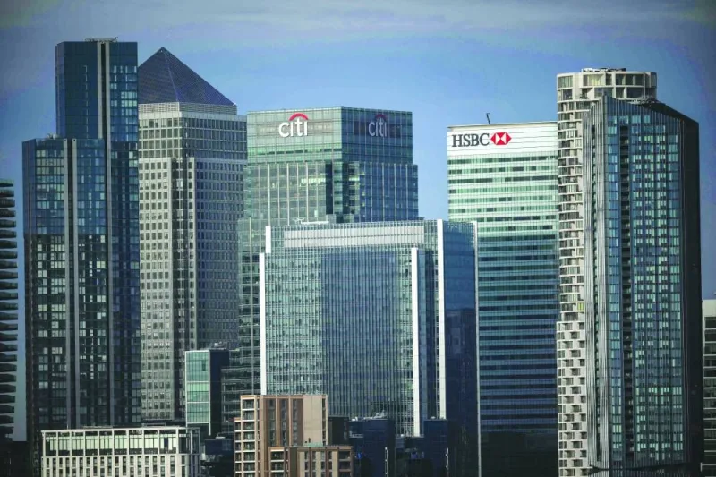 Citibank and HSBC bank buildings in Canary Wharf financial district, south east London. Britain’s economy has narrowly avoided recession, official data showed yesterday, but finance minister warned it was “not out of the woods yet” over surging inflation.