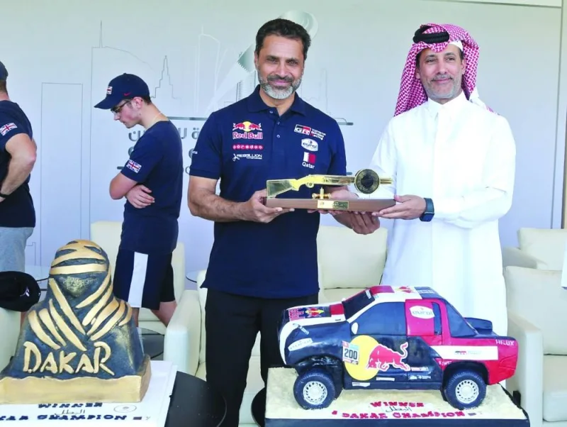 QSAA president Mishaal Ibrahim al-Nasr felicitated Qatar’s ace rallyist and Olympic shooter Nasser Saleh al-Attiyah for winning Dakar Rally for the fifth time.