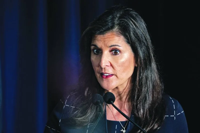Former governor of South Carolina Nikki Haley delivers remarks at an event for Pennsylvania Republican Senate candidate Dr Mehmet Oz in Harrisburg, Pennsylvania last October. (Reuters)