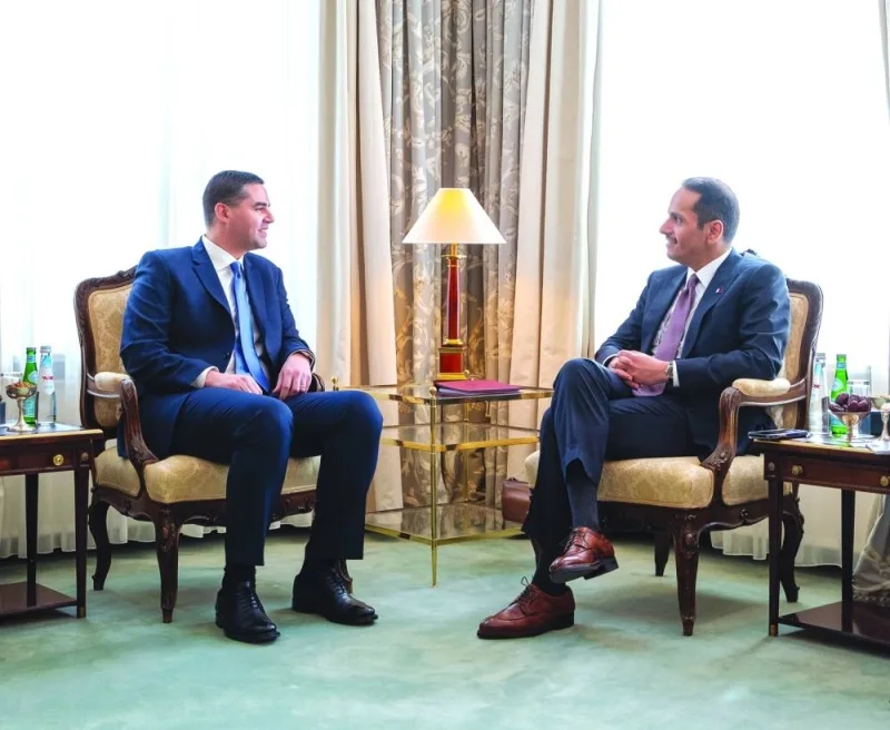HE the Deputy Prime Minister and Minister of Foreign Affairs Sheikh Mohamed bin Abdulrahman al-Thani meets with Malta&#039;s Minister of Foreign Affairs, Dr Ian Burg.