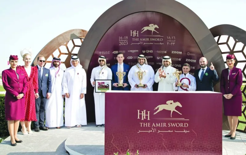 QREC Chairman Issa bin Mohamed al-Mohannadi presented the trophies to connections of Alzahir, which won the Al Rayyan Mile for three-year-old Thoroughbreds. 