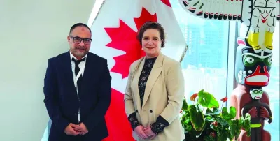 Isabelle Martin, Ambassador of Canada to the State of Qatar, and CQBF executive director and board member Yasser M Dhouib during a meeting held recently in Doha.