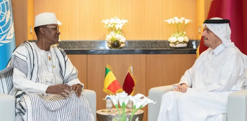 The Prime Minister of the Republic of Mali Choguel Kokalla meets with HE the Deputy Prime Minister and Minister of Foreign Affairs Sheikh Mohammed bin Abdulrahman Al-Thani.