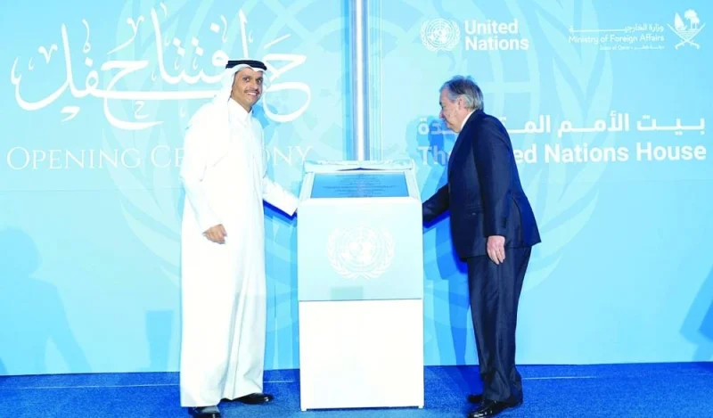  Qatar on Saturday witnessed the opening of United Nations House in the presence of HE the Deputy Prime Minister and Minister of Foreign Affairs Sheikh Mohammed bin Abdulrahman al-Thani and UN Secretary General António Guterres. PICTURES: Thajudheen and supplied.