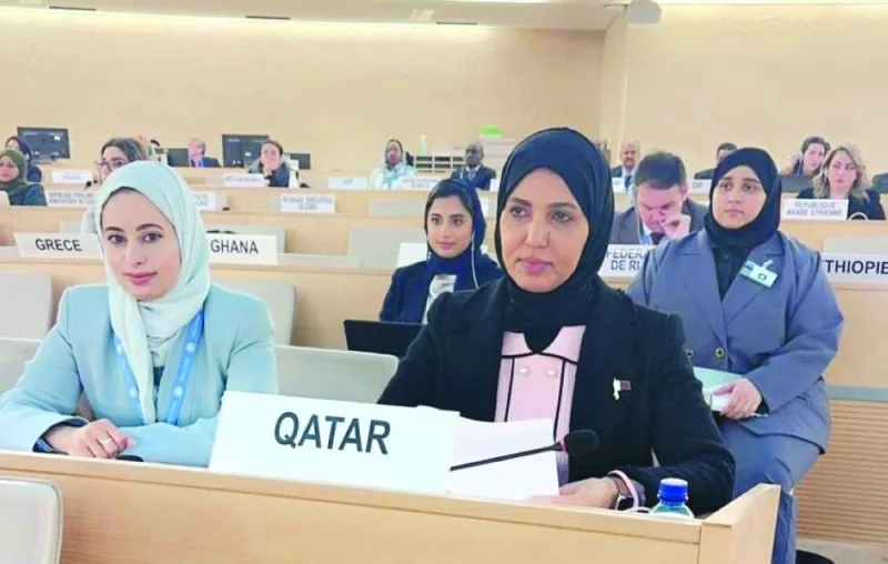 HE the Permanent Representative of Qatar to the UN in Geneva Dr Hind Abdul Rahman al-Muftah, during her participation in the interactive dialogue on the update of the High Commissioner for Human Rights on Sudan.