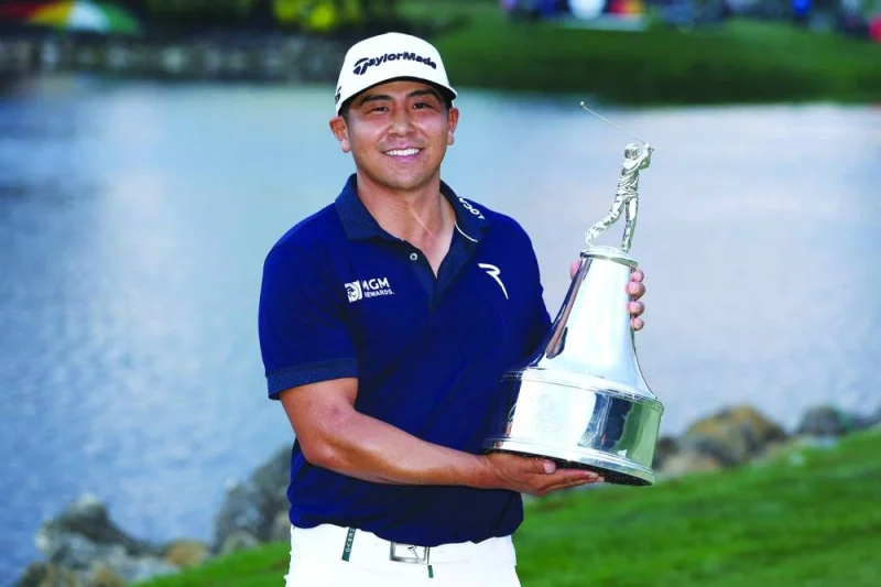 American Kurt Kitayama after winning the final round of the Arnold Palmer Invitational presented by Mastercard at Arnold Palmer Bay Hill Golf Course in Orlando, Florida. (AFP)
