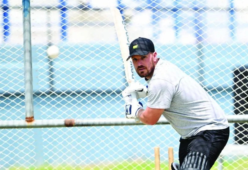 Former Australia captain Aaron Finch bats in the nets at the Asian Town International Stadium yesterday.