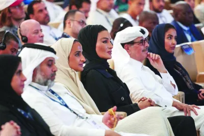 Her Highness Sheikha Moza bint Nasser with HE Sheikha Hind bint Hamad al-Thani and other dignitaries. PICTURE: A R al-Baker