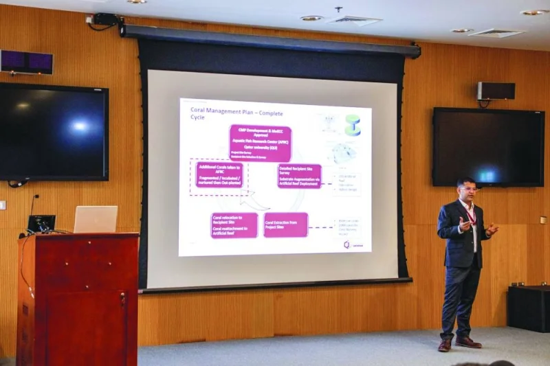 Qatargas makes its presentation at the workshop jointly hosted with QU at the AFRC.