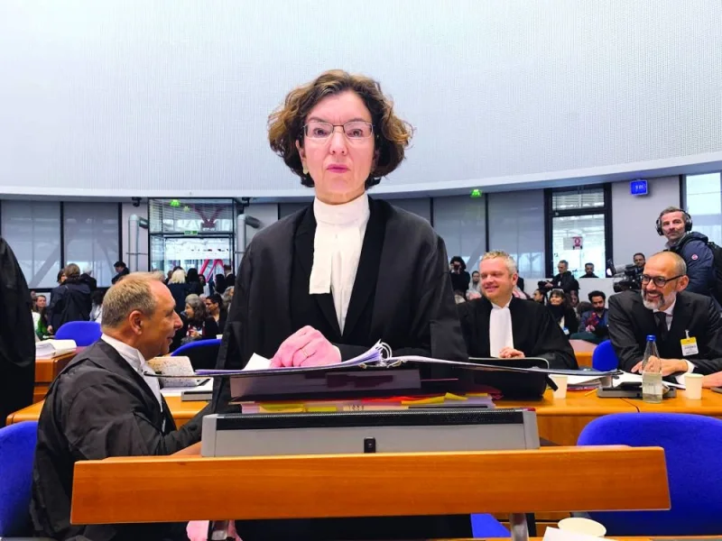 A lawyer for the association Senior Women for Climate Protection Jessica Simor prepares to address the court at the European Court of Human Rights in Strasbourg yesterday. (Reuters)