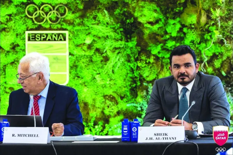 Association of National Olympic Committees (ANOC) Senior Vice President and Qatar Olympic Committee President HE Sheikh Joaan bin Hamad al-Thani (right) attended the ANOC 87th Executive Council Meeting in Madrid, Spain, on Friday. 