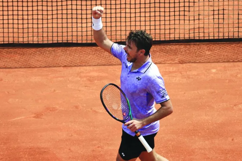Switzerland’s Stan Wawrinka reacts as he wins against Netherlands’ Tallon Griekspoor during their Monte-Carlo ATP Masters Series match in Monaco yesterday. (AFP)