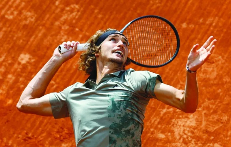 Germany’s Alexander Zverev prepares to serve during his round of 32 match against Spain’s Roberto Bautista Agut in Monte Carlo on Wednesday. (Reuters)