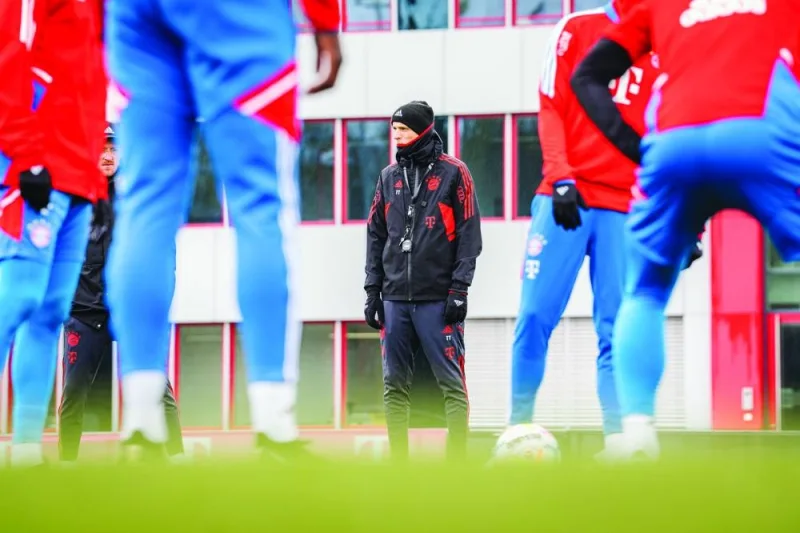 Bayern Munich’s coach Thomas Tuchel at a training session on Friday.
