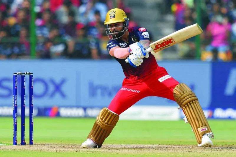 Royal Challengers Bangalore’s Virat Kohli plays a shot during the IPL match against Delhi Capitals at the M Chinnaswamy Stadium in Bengaluru yesterday. (AFP)