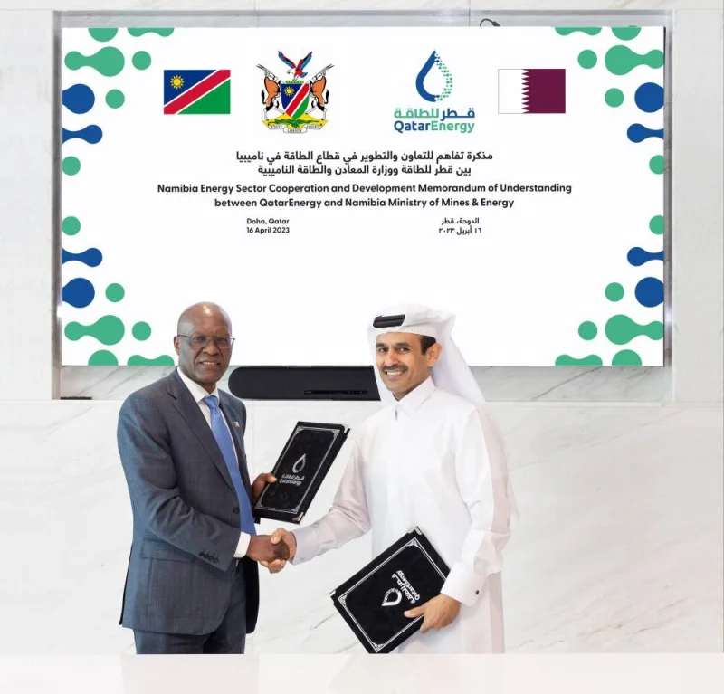 The agreement was signed by HE the Minister of State for Energy Affairs Saad bin Sherida al-Kaabi, also the President and CEO of QatarEnergy, and Tom Alweendo, Minister of Mines and Energy, Namibia at a signing ceremony held at QatarEnergy’s headquarters in Doha.