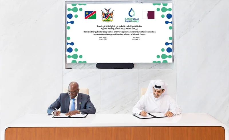The agreement was signed by HE the Minister of State for Energy Affairs Saad bin Sherida al-Kaabi, also the President and CEO of QatarEnergy, and Tom Alweendo, Minister of Mines and Energy, Namibia, at the signing ceremony held at QatarEnergy’s headquarters in Doha.